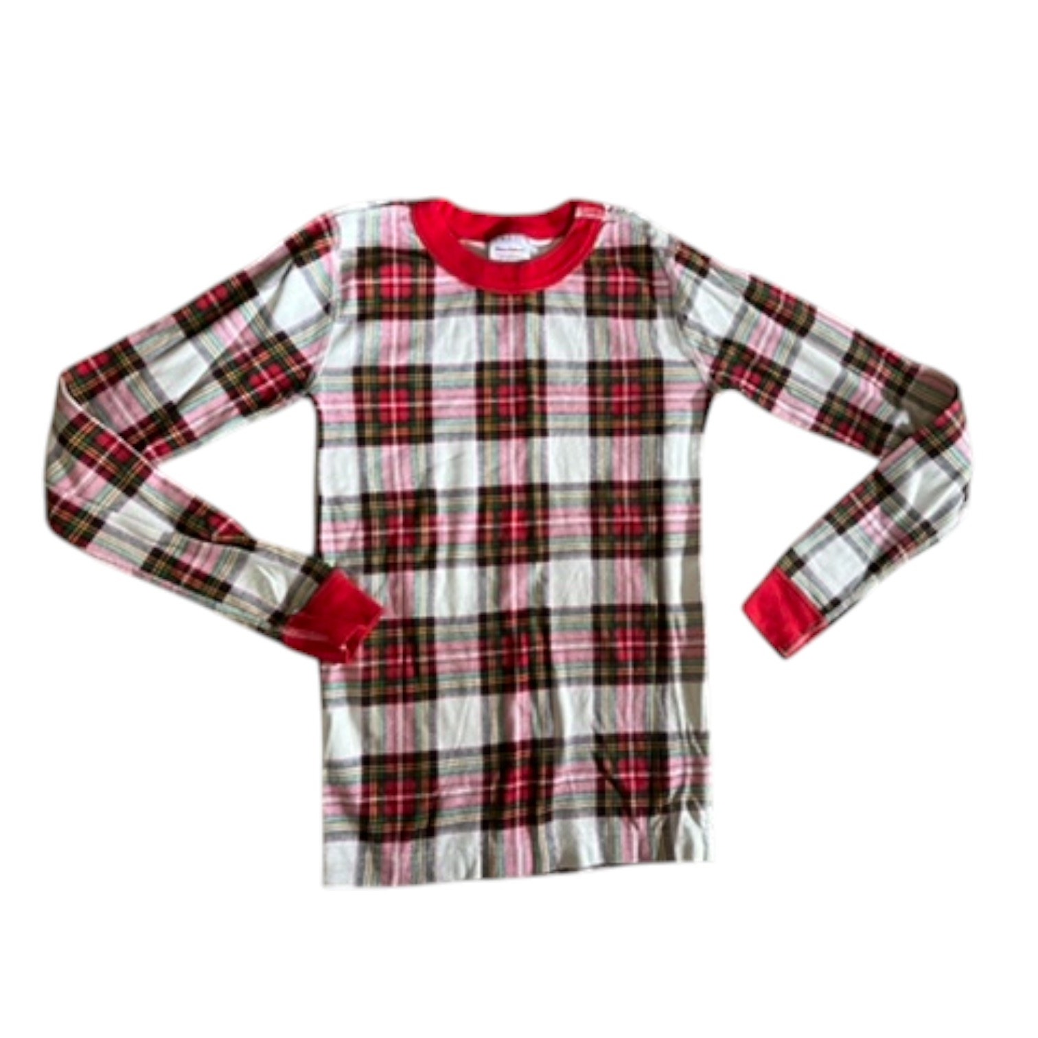 Hanna Andersson Red Plaid Snug Fitting Organic Cotton Pajama Top Shirt Us 14